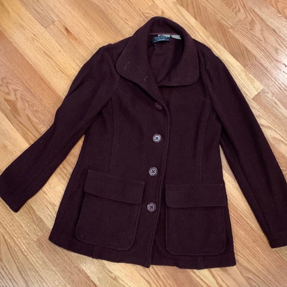 LL Bean Women’s Boiled Wool Jacket Maroon Size XSmall